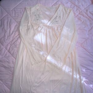 Pink Sheer Nightgown w/ Floral & Lace Detail